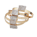 Joyas de oro al por mayor para Druzy Cuboid Clear Crystal Cluster Gold Copper Bangles